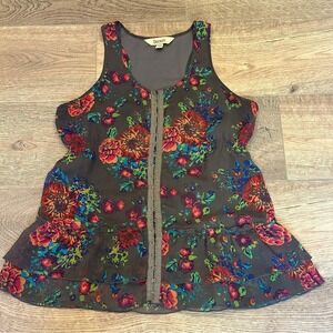 DECREE Women Floral Peplum Tank Top Size‎ Medium Boho Indie Fairycore Festival